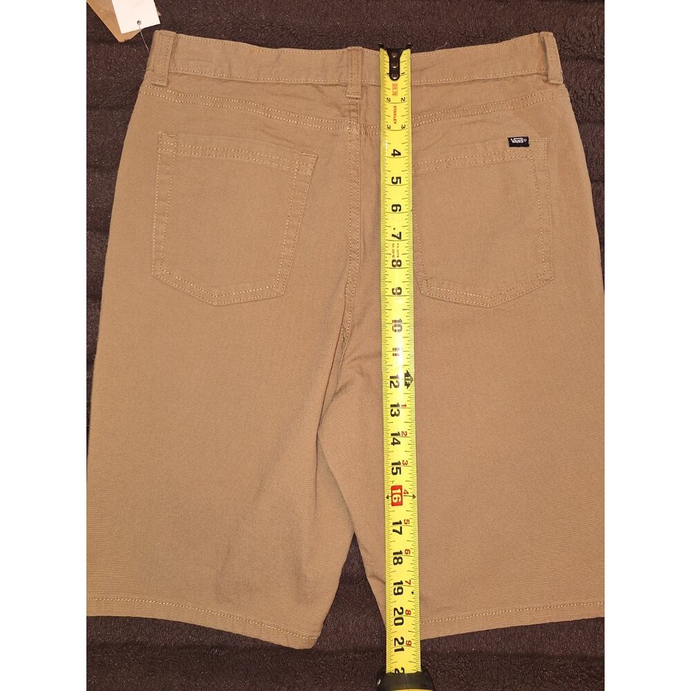 VANS brown Chino Shorts Men's Regular Fit Cotton Blend Flat Front Pockets Logo - Picture 3 of 10